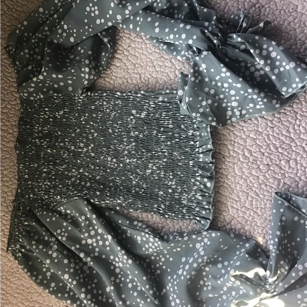 Elegant Gray Polka Dot Women's Top